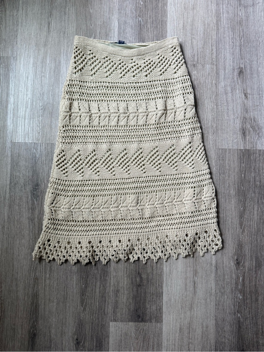 Ralph Lauren Sport Wool Cashmere Crochet Knit Skirt Size L
